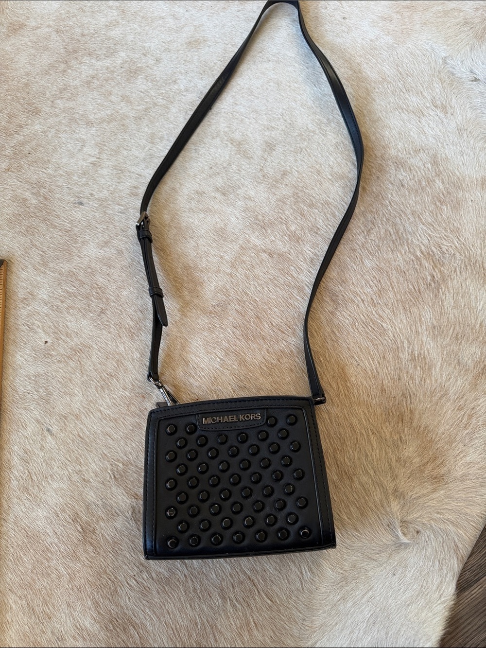 Michael Kors Black Studded Leather Crossbody